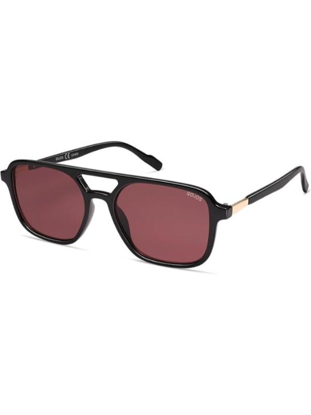 SOJOS Women Aviator Sunglasses Rectangle Sun Glasses Black Frame Red Lens